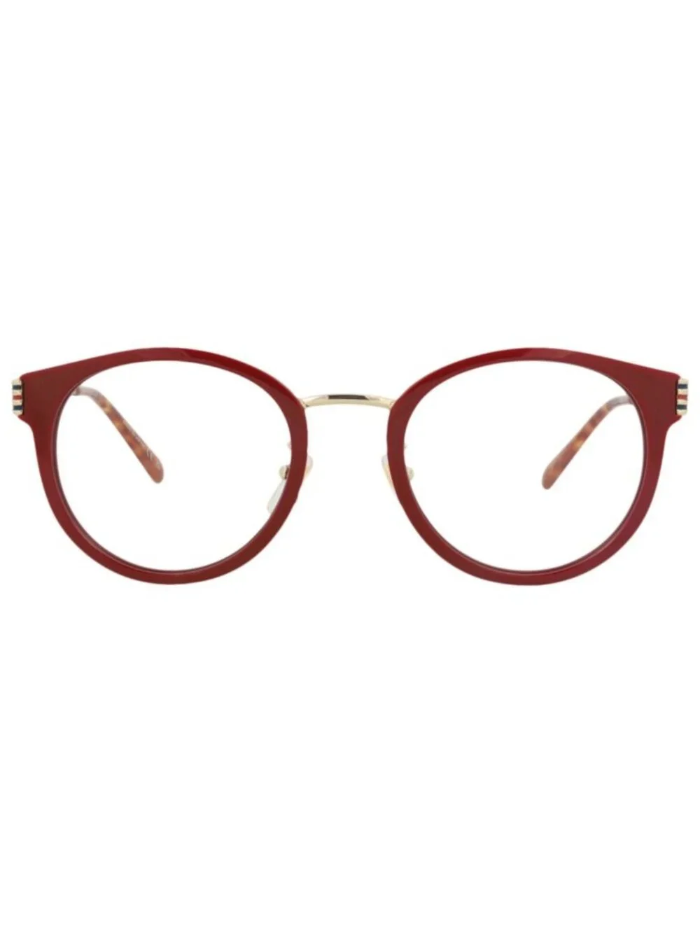 New Gucci Women's Eyeglasses Round Oval Recycled Acetate Frame Burgundy Gold
